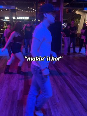 A post by @giannidances on TikTok caption: 🕺”makin’ it hot” - @PAIGE @kiley faulkner✨  🎵”HOT” - pitbull #linedancing #countryboy 