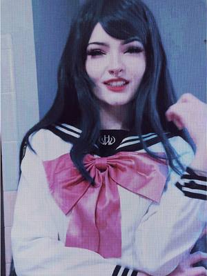 A post by @peachyfizz on TikTok caption: this wig had to be forced into cooperation i need a new one real bad #danganronpa #sayakamaizono 