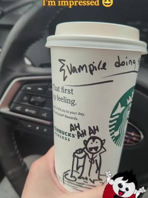 A post by @stephalotlaxolotl on TikTok caption: @Starbucks stepping their game up.  #starbucks #starbucksdrinks #coffee #coffeetiktok #foryoupage #fyp #tiktok #vampire 