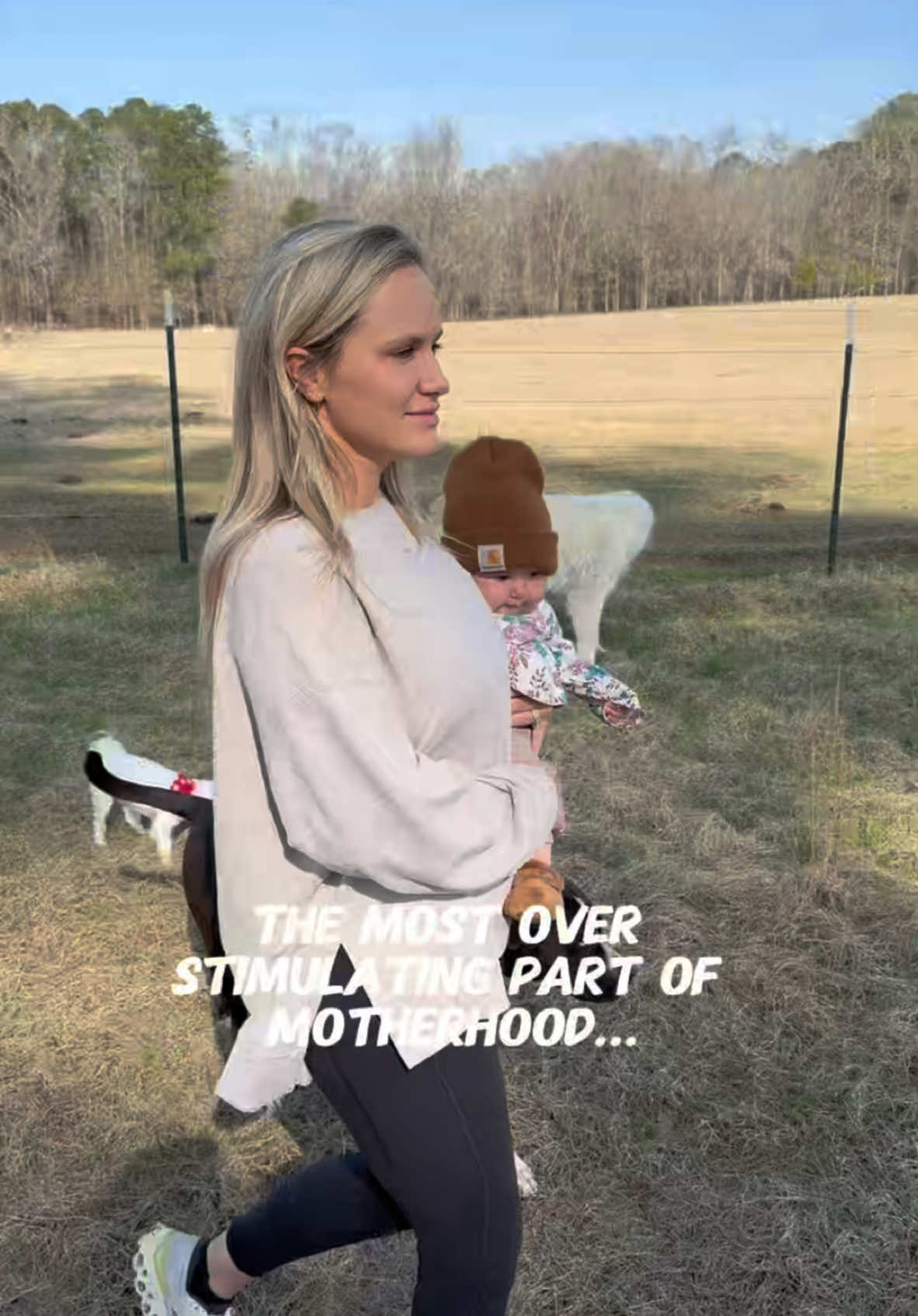 A post by @justbeinjordan_ on TikTok caption: By far… Moo girl makes me crazy but she’s still so worth it 😂😅😭 #momlife #funny #humor #postpartum #reality #sahm #emu 