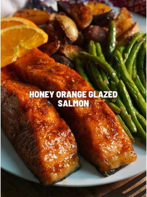 A post by @royaleeats on TikTok caption: Honey Orange Glazed Salmon! Ingredients are posted below and full recipe is available on my blog www.royaleeats.com Ingredients: 2 pounds Salmon, sliced into fillets Old Bay Seasoning, to taste Sauce 2 tablespoons unsalted butter 3 cloves garlic, minced ¼ cup honey ¼ cup fresh orange juice, about ½ an orange 1 tablespoon low-sodium soy sauce