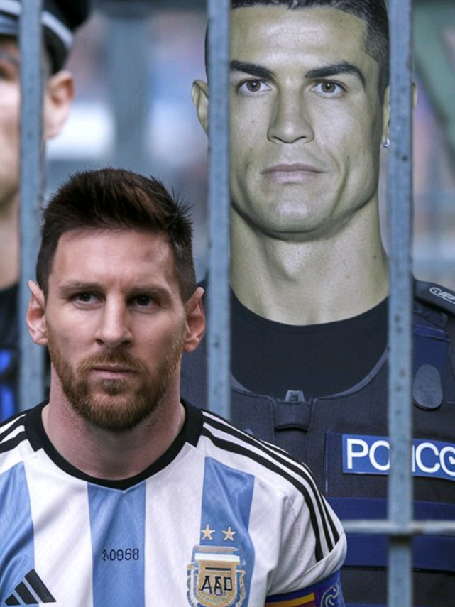 A post by @mcgabryeuu on TikTok caption: Cristiano Ronaldo prende Messi por excesso de velocidade 🚄  . . . . . . . . #messi , #cristianoronaldo , #futebol , #ai , 