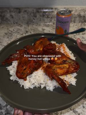 A post by @beautybytian on TikTok caption: I love honey hot wings with some buffalo sauce on the rice 😍 @Bloom Nutrition #BloomPartner #honeyhot #hothoney #honeyhotwings #wings #chickenwings #foodtiktok #FoodTok #food #cookingtiktok #cooking #cookingtok