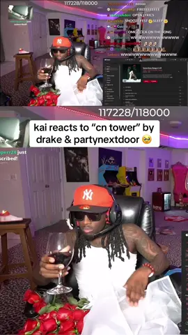 A post by @vrewls on TikTok caption: kai reacts to “cn tower” by drake & partynextdoor #kaicenat #drake #partynextdoor #foryou #fyp #viral 