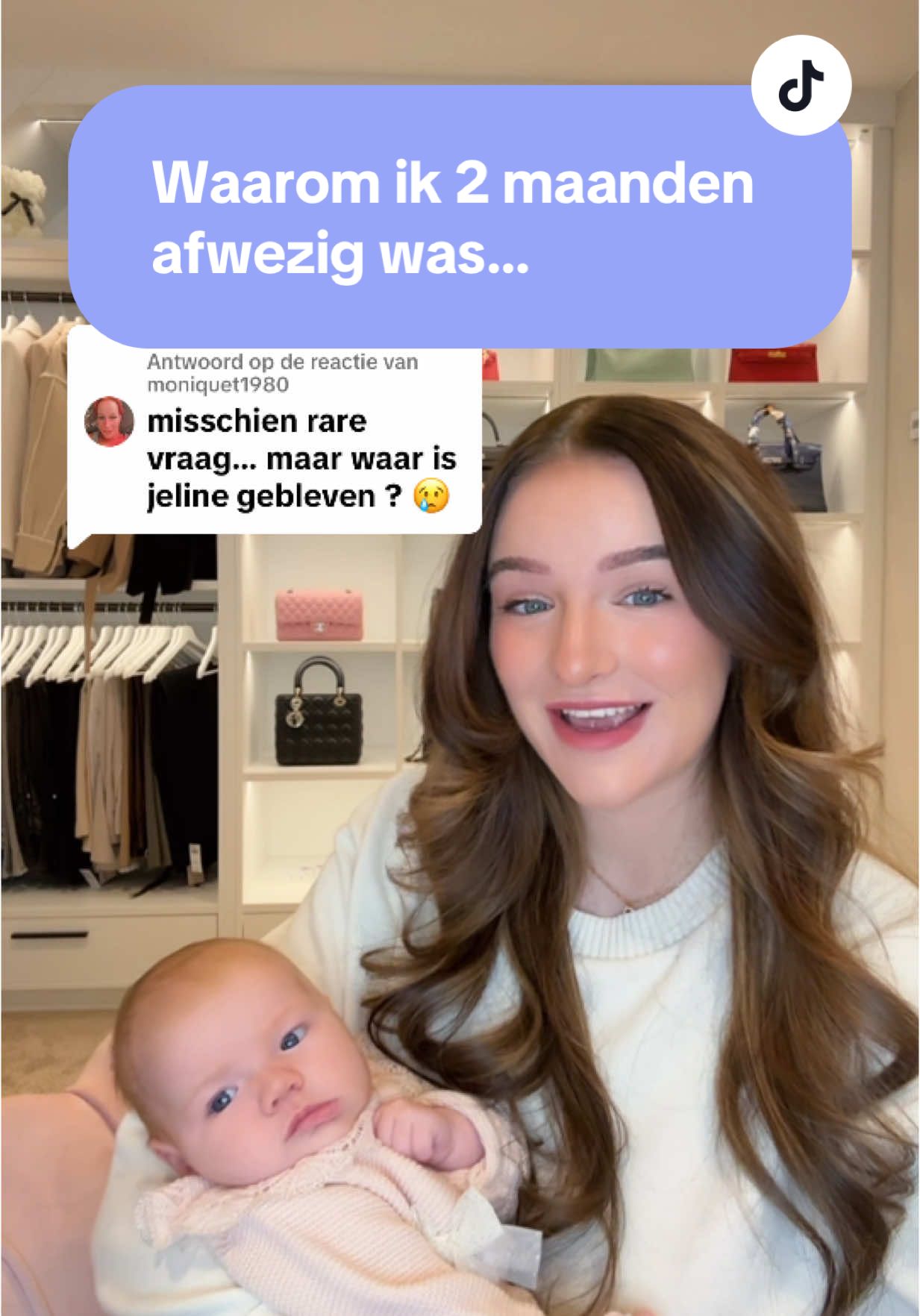A post by @jellinebrands on TikTok caption: Antwoorden op @moniquet1980 waarom ik afwezig was 🩷👶🏼🍼