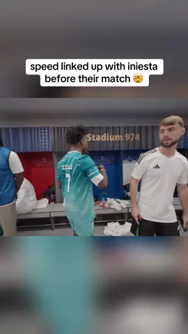 A post by @vrewls on TikTok caption: who would have imagined speed & iniesta in the same locker room 😭 #ishowspeed #speed #iniesta #barcelona #soccer #futbol #football #fyp #foryou #viral 