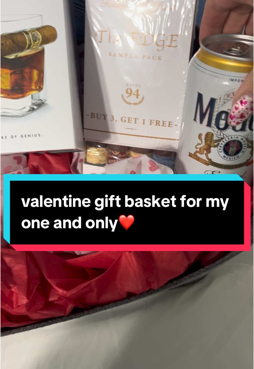 A post by @chers_scent_spot on TikTok caption: I'm assembling a gift basket for my husband. He's been incredibly thoughtful, and I'm eager to create the perfect Valentine's Day gift basket for him. What gesture did you make for your partner? #valentinesday #giftsforhim #valentinegiftbasket #dayoflove #love #soulmate #fyp @caughtdavapors #iloveyousomuch #sonnyandcher 