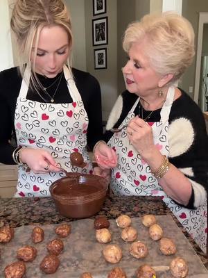 A post by @not.eg on TikTok caption: making VALENTINE BON-BONS with MEMAMA 💕🩷 #bonbon #bonbons #homemadefood #peanutbutter #chocolate #sweets #ValentinesDay #valentinesdaygiftideas #valentinesdaygift #valentine 