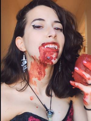 A post by @goforthegoat on TikTok caption: happy Valentine's Day, eat your heart out 💕  FAKE BLEWD, FAKE PEOPLE OPENER  IT'S LITERALLY A PEPPER COVERED IN PAPER TOWEL, FOOD COLORING AND CHOCOLATE SYRUP (SEND HELP EVERYTHING IS RED) #valentinesday #vampire 