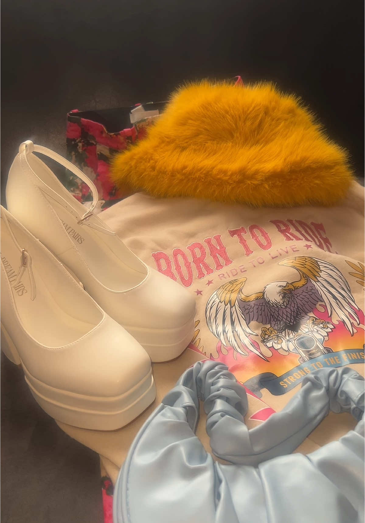 A post by @baddiejoiii on TikTok caption: Last Minute Valentine outfit because my original one never made it 🤨 #OOTD #ValentinesDay #pinkandyellow #inspo #BlackTikTok    #white #heels 