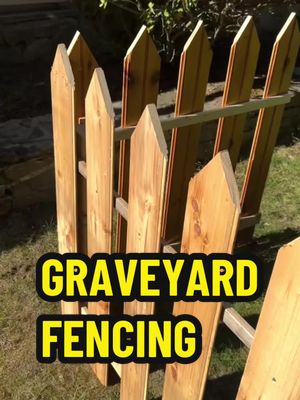 A post by @rugormat on TikTok caption: DIY folding graveyard fencing!💀👻🎃 #halloween #DIY #crafts #halloweendiy #imakethings #halloweendecor