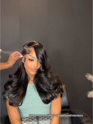 A post by @theweavespecialist on TikTok caption: WHEWWWW, we love sexy hairrrrr😍😍😅 thank you to my girl for helping me bring this Valentine's Day look to lifeeeee. She's literally the perfect muse 😍🥹 We used 4 body wave bundles + 5x5 closure from @Raw House Extensions to achieve this look!!  . . . #atlantahairstylist #atlhairstylist #atlstylist #atlwiginstallation #atlsewin #frontalsewin #wiginstall #atlfrontals #atlclosures #closuresewin #traditionalsewin 