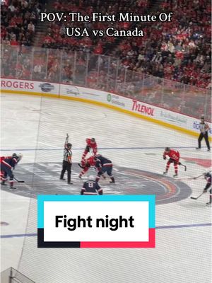 A post by @austinfriesen98 on TikTok caption: Most electric start to hockey of all time #fightnight #NHL #teamcanada #usa 