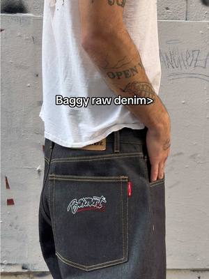 A post by @basementlosangeles on TikTok caption: Opinions fr? #rawdenim #baggyjeans #fyp 