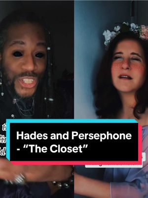 A post by @sphinxakashaa on TikTok caption: #duet with @Aryle Lynn No one knows about Hades and Persephone’s relationship yet so they have to hide…a lot!! This time Seph’ finds a maintenance closet and Hades can’t help but find it funny. #ModernHades #ModernPersephone #ModernGreekMythology #ModernGreekGods #lifeintheunderworld #thisistheunderworld #fyp 