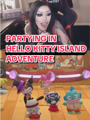 A post by @babycreepshow on TikTok caption: I GOT LIT IN HELLO KITTY ISLAND ADVENTURE. 🔥 BEST PARTY EVER! 😂💃🏻 #hellokitty #hellokittyandfriends #hellokittyislandadventure #hellokittylover #twitch #streamer #streamersoftiktok #twitchclips #tiktokstreamer 