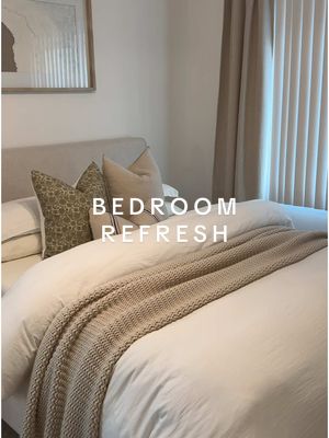 A post by @homewithhellen on TikTok caption: bedroom refresh ☁️ #homereset #cleanhome #cleanwithme #cleaktok #asmr #asmrcleaning #bedroomrefresh  #bedroomreset  #bedroominspo #homedecor #neutralhome #cozyhome