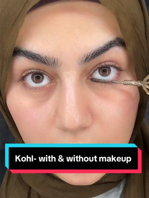 A post by @blinkaria on TikTok caption: What does Blinkaria kohl look like with and without makeup? Kohl with and without mascara. #blinkaria #blinkariakohl #sorma #kajol #Eyeliner #beautyhacks #makeup #hudabeauty #easymakeup  @Blinkaria•OG•Kohl•Girl⚜️ 