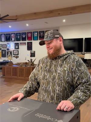 A post by @lukecombs on TikTok caption: Super pumped to let y’all know I’ve partnered with @Columbia Sportswear to design some Performance Hunting Gear just in time for turkey season this spring! It features @Mossy Oak™ Greenleaf camouflage and is available now on Columbia.com!