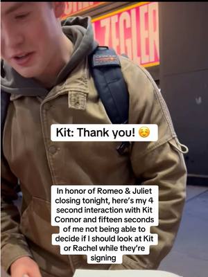 A post by @laurenoberdorf on TikTok caption: this was in October and i’m still thinking about how the seat i randomly bought was only three seats away from where Kit stood for a decent part of the show and i just was in awe of him the entire time #romeoandjuliet #rachelzegler #kitconnor #broadway #theatrekid #musicaltheatre #heartstopper #fyp 