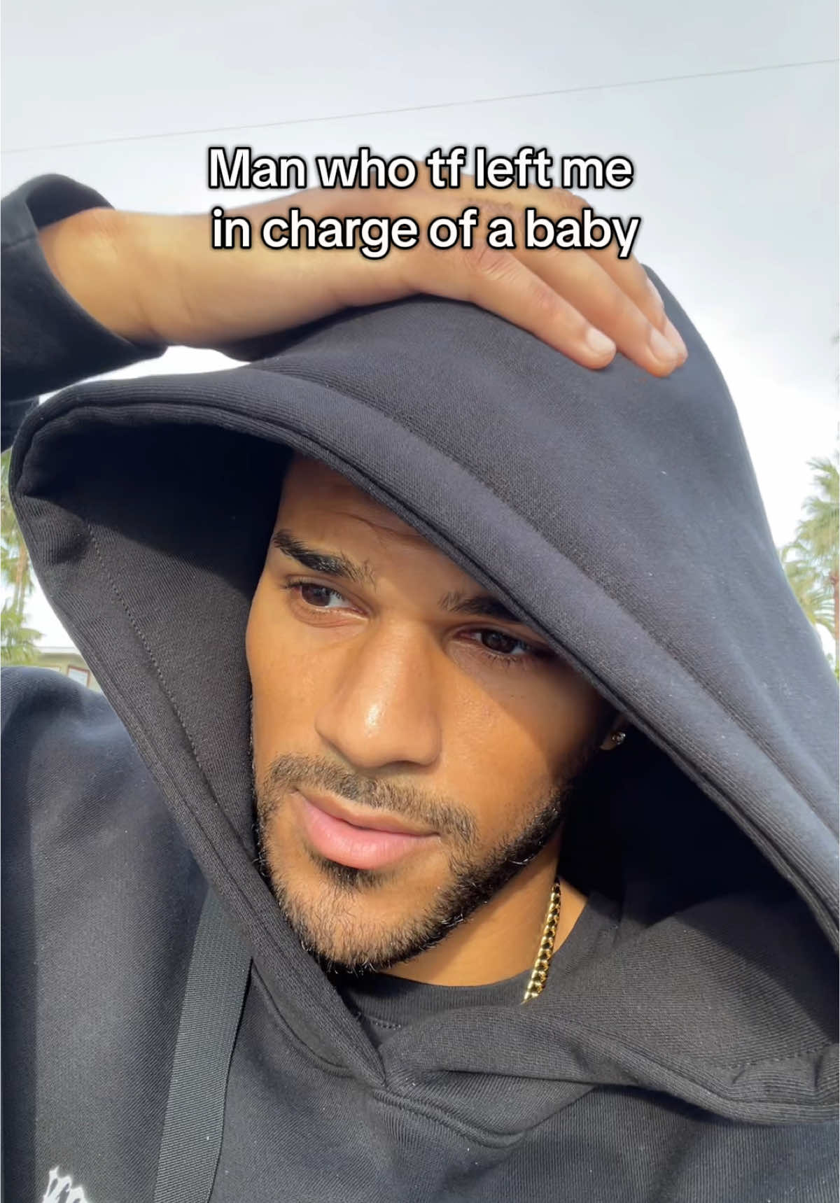 A post by @findjeremiah on TikTok caption: Someone send help #singlefather #jk #thatsmyniece #letmeknow #help #baby #dad #cooked 