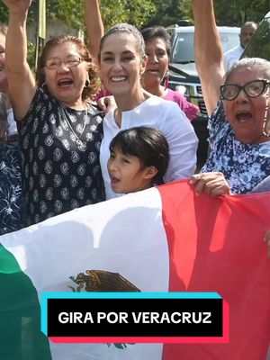 A post by @claudiasheinbaum on TikTok caption: En la gira de trabajo por Veracruz, reafirmamos que el pueblo de México recuperó la dignidad con la Cuarta Transformación; eso es lo que nos da fuerza. Somos un país grandioso y potencia cultural en el mundo. #fyp #PresidentA #claudiasheinbaum #Veracruz 