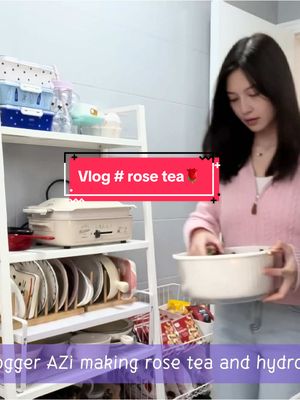 A post by @hi_vanie on TikTok caption: From roses to rituals 🌹 Brewed tea to sip, rose mist to refresh. This easy DIY turns flowers into self-care treasures#cozyathome #asmrvlog#minivlog #diybeauty #rosetea#rosehydrosol#xiaohongshu