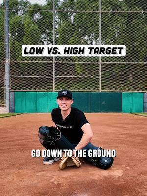 A post by @catchingmadesimple on TikTok caption: The keys to giving a TARGET 🎯 and receiving in 6 seconds👊🏽 ⬇️ Low Pitch: Drop down, catch from underneath, and work up. ⬆️ High Pitch: Stay tall, catch from above, and work down—finishing at the shoulder. Master this, and you’ll steal more strikes every game. #baseball #softball #catching