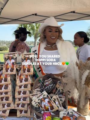 A post by @iamtati.b on TikTok caption: @Drink Poppi loves the college kids! Thank you for sponsoring my campaign event so I could share yummy samples on campus. 💖🥂 #drinkpoppi #poppi #poppiambassador #poppipartner #poppisoda #prebioticsoda #famu #hbcuhomecoming #famuhomecoming 