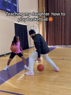 A post by @drewwalls10 on TikTok caption: Day 2 of teaching my daughter basketball, and she's already leveling up! Her jump shot is looking smooth, her confidence is growing, and she's proving to be a natural athlete. Proud dad moment 💙 #Lifestyle #SelfCare #foryou #fyp #viral 