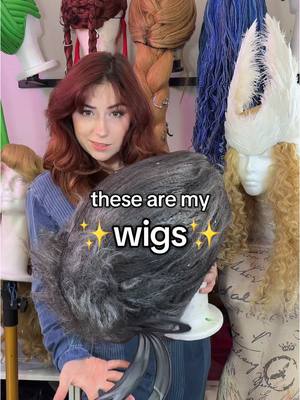 A post by @ceekayye on TikTok caption: just a little glimpse into a cosplayers wig closet lol 💁‍♀️ #cosplay #cosplayer #wig 