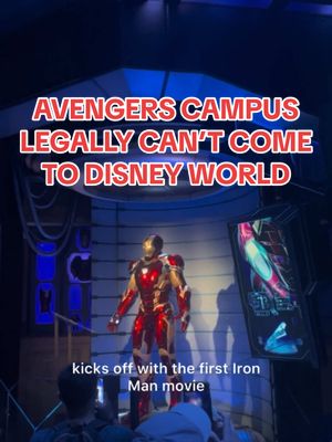 A post by @themouselets on TikTok caption: this is why you won’t see the Avengers at Walt Disney World! #disneyworld #disneyfacts #disneysecrets #marvel #avengers AND there’s so much more to the story and you can find that on our page on the place where longer videos are shared ▶️📺 