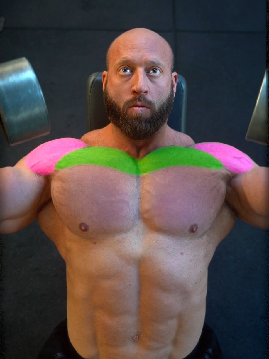 A post by @petarklancir on TikTok caption: Difference between dumbbell flat/slight incline and incline bench press! 🤝 What's your favorite one? 🤔 ------------------------------- #chest #dumbbellchestpress #inclinebench #musclebuilding #pecs #chestworkout #bodybuildingnation