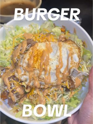 A post by @aniyajenya on TikTok caption: burger bowl recipe for my gym girls 🩷💪🏾 #DinnerIdeas #highproteinmeals #collegemeals #burgerbowl #budgetmeals 