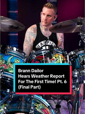 A post by @drumeoofficial on TikTok caption: Mastodon’s Brann Dailor Hears Weather Report For The First Time! Pt. 6 (Final Part) Join us as Mastodon’s Brann Dailor takes on the challenge of crafting a drum part on the spot after hearing it for the first time. How will he interpret Weather Report’s intricate grooves and unconventional song structures?  How does he break down their unique rhythms and phrasing in real time? Head over to the Drumeo channel to watch the full video with Brann Dailor! 🎬 #brann_dailor #mastodon #drummer #weatherreportband #jazzfusion #joezawinul #wayneshorter #jacopastorius #miroslavvitous #heavyweather #birdland #jazzlegends #fusionjazz#drummersoftiktok #drumtok 