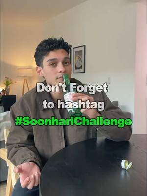 A post by @anthonykeyvan on TikTok caption: @drink_soon THE <SOONHARI CHALLENGE> Didn't think this would be tricky… but I made it! Give it a try & let me know how it goes! 👀 #Soonhari #SOJU #SoonhariChallenge