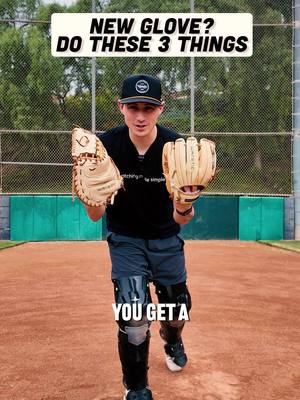 A post by @catchingmadesimple on TikTok caption: Have a new glove? Here are the FIRST 3 things you need to do 💯 Don't skip these steps It's crucial to the longevity of your glove 💪🏽 #baseball #softball