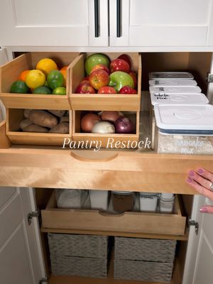 A post by @kellie_atkinson on TikTok caption: Organizing & restocking the pantry 😌✨ #asmr #organize #organizedhome #restock #refill #pantryorganization #pantry #organizedkitchen #satisfyingvideos 