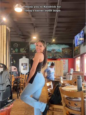 A post by @ugccelena on TikTok caption: flared jeans from @FITJEANS in Flared - Arctic Light Blue 🤝🏻  #kendricklamar #halftimeshow #flaredjeans #serverlife #fitcheck  