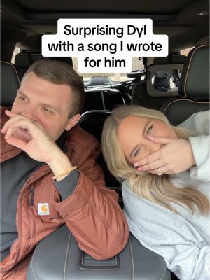 A post by @shelbanddyl on TikTok caption: He was so impressed 🤣 #shelbanddyl #songwriter #surprise #couples #relationships 