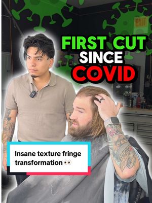 A post by @j_da_barberr on TikTok caption: insane texture French blowout Taper transformation. My client had a corporate job and he let his hair grow out for years until he found me on social media and was ready for a new haircut transformation so he came to the best barbershop in Chicago and the best barber in Chicago so I recommended him to cover his receding hairline and get a Texture Fringe with the blowout Taper haircut   Link in bio to book an appointment 💈 ##chicagobarber##j_da_barberr##chicago##chicagobarbers##berwyn##berwynbarber##cicerobarber##transformation##fyp##savinghim