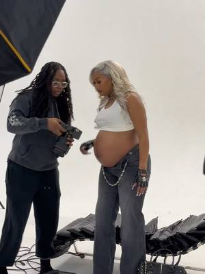 A post by @therealleci on TikTok caption: BTS OF MATERNITY SHOOT. CHECK OUT MY IG THEREALLECI FOR RESULTS 🔥💿🎥 #fyp #maternityphotoshoot #originality 