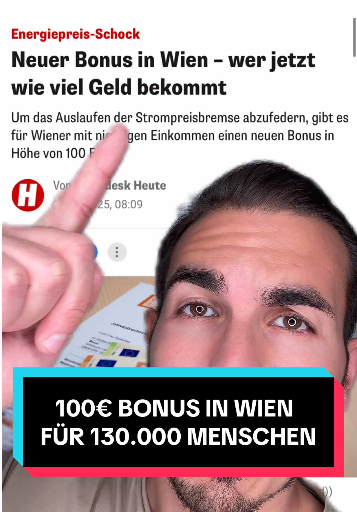 A post by @foerderminister on TikTok caption: 100€ Bonus ab 17. März in Wien ☝️! #förderungen #österreich #zuschuss #fyp #steuern #finanzen #bonus #unterstützung #2025 #wien 