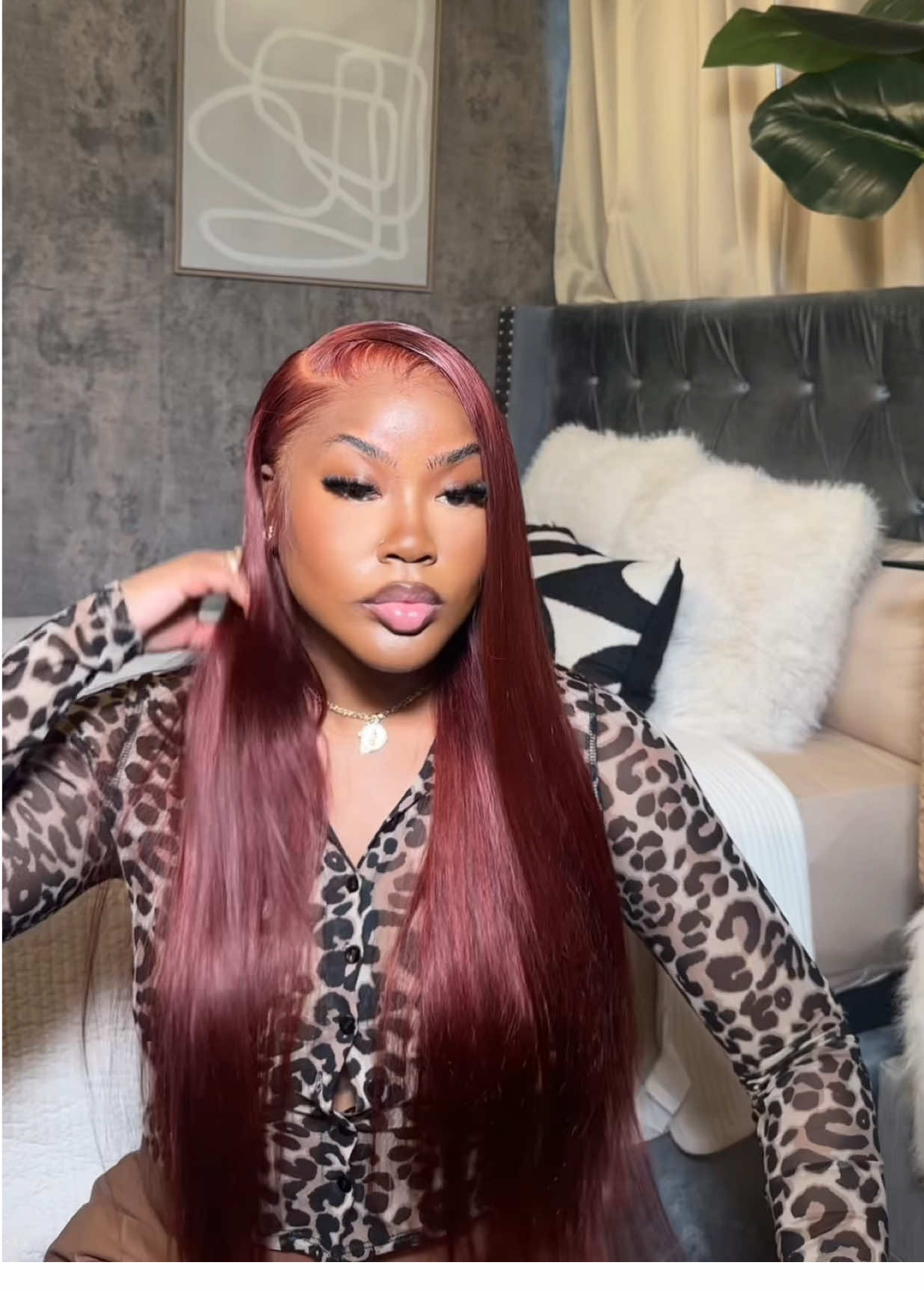 A post by @ on TikTok caption: @Viya Hair 13x6 HD Auburn red frontal wig 🫧 Side part no edges ATE DOWN 