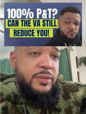 A post by @veterandp on TikTok caption: 🛑 100% P&T? The VA Can STILL Reduce You! 🛑 Think your VA rating is safe forever? Veterans are getting unexpected reexams—don’t let it happen to you! 👉 Watch the full breakdown now to protect your benefits! 🎥 Link in bio! #VAClaims #VeteranBenefits #VADisability #PTBenefits #MilitaryRetirement #VADisabilityProcess 