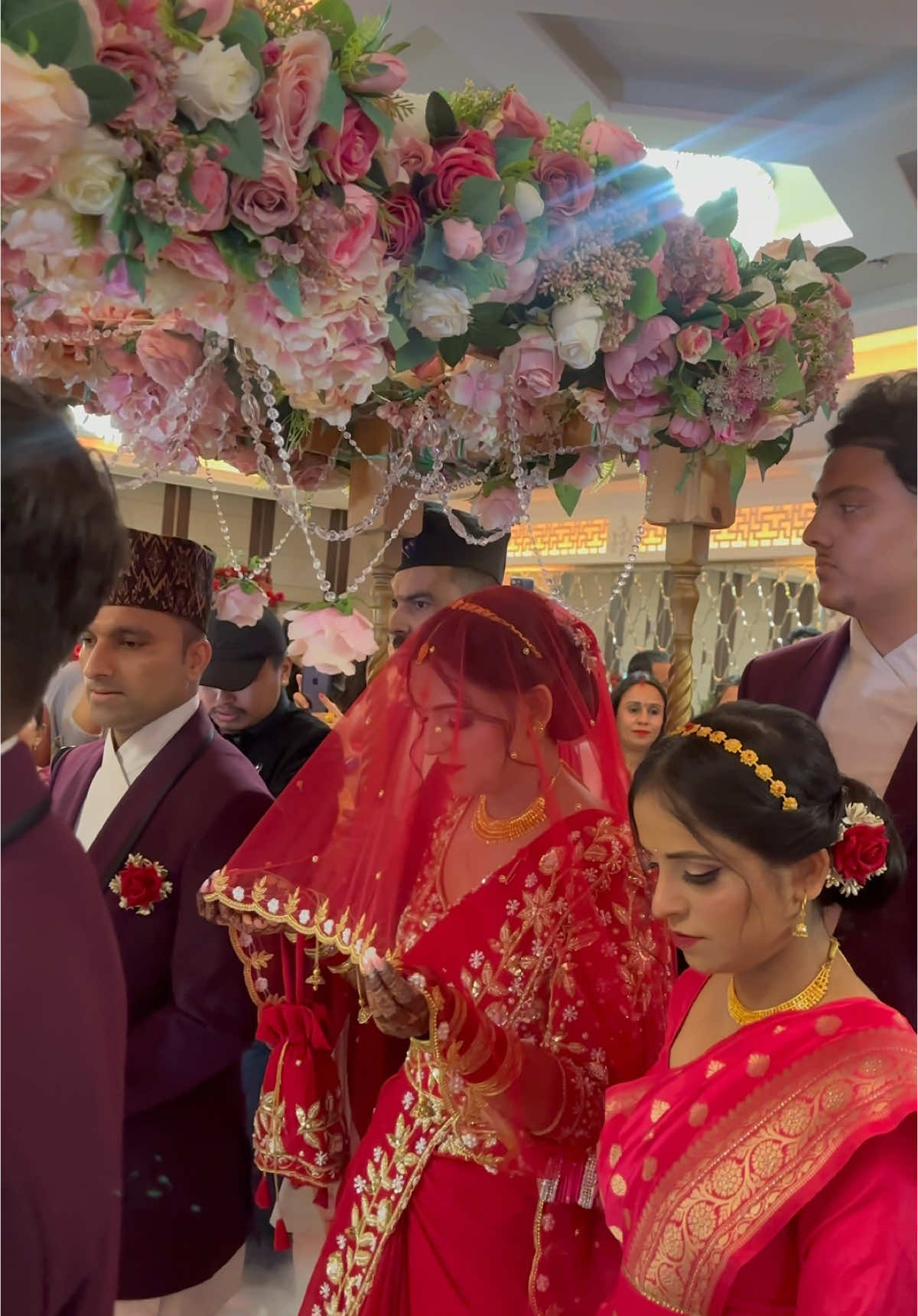 A post by @pandaysisters on TikTok caption: Entry❤️ #foryoupage❤️❤️ #fyp #bollywoodsong #nepaliwedding #bride #nepali #wedding #foryoupage #nepal 