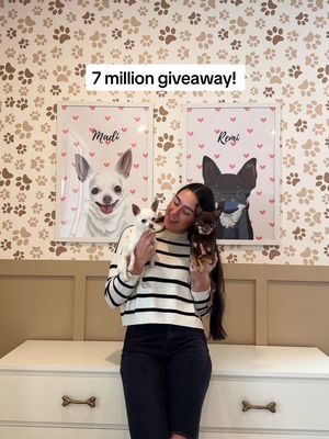 A post by @thestadlerfam on TikTok caption: ✨GIVEAWAY✨ To celebrate hitting 7 million followers I’m giving away 7 custom pet portraits to tou guys!! Just my way of saying thank you for following us🥹 How to enter: -Follow us on TikTok  -Like this video -Tag a friend (more tags= more entries) The winners will be announced on 3/2 and I’ll message you directly from my account (do not respond to spam profiles claiming to be me!!) This giveaway is not affiliated with TikTok and is only open to US residents