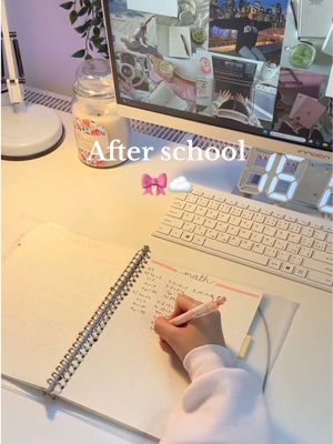 A post by @pinkcoconutt on TikTok caption: After school routine🎀☁️ #afterschool #afterschoolroutine #routine #afterschoolvlog #studytok #studywithme #school #studentlife #creatorsearchinsights 