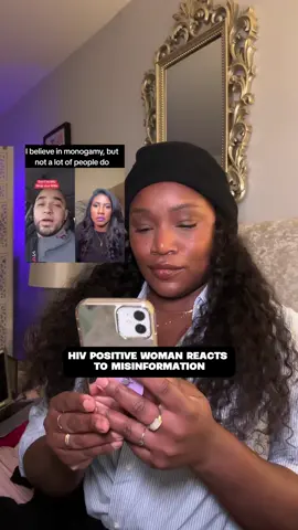 A post by @cozshecandoit on TikTok caption: The misinformation surrounding HIV INCREASES the stigma and causes people to not get tested. Shame has never helped anything in society.   The guy in this video is loud with his misinformation and the lady who stitched it is just as bad because she didn’t take the time to use Google. #HIV #hivpositive #sexualhealth #misinformation #hivaids 