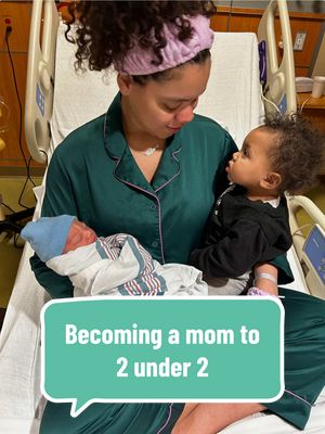 A post by @mayabee on TikTok caption: Deion Jr is here! 🩵🧸#fyp #MomsofTikTok #babiesoftiktok #irishtwins #boymom #newbornsoftiktok #2under2 #twoundertwo 